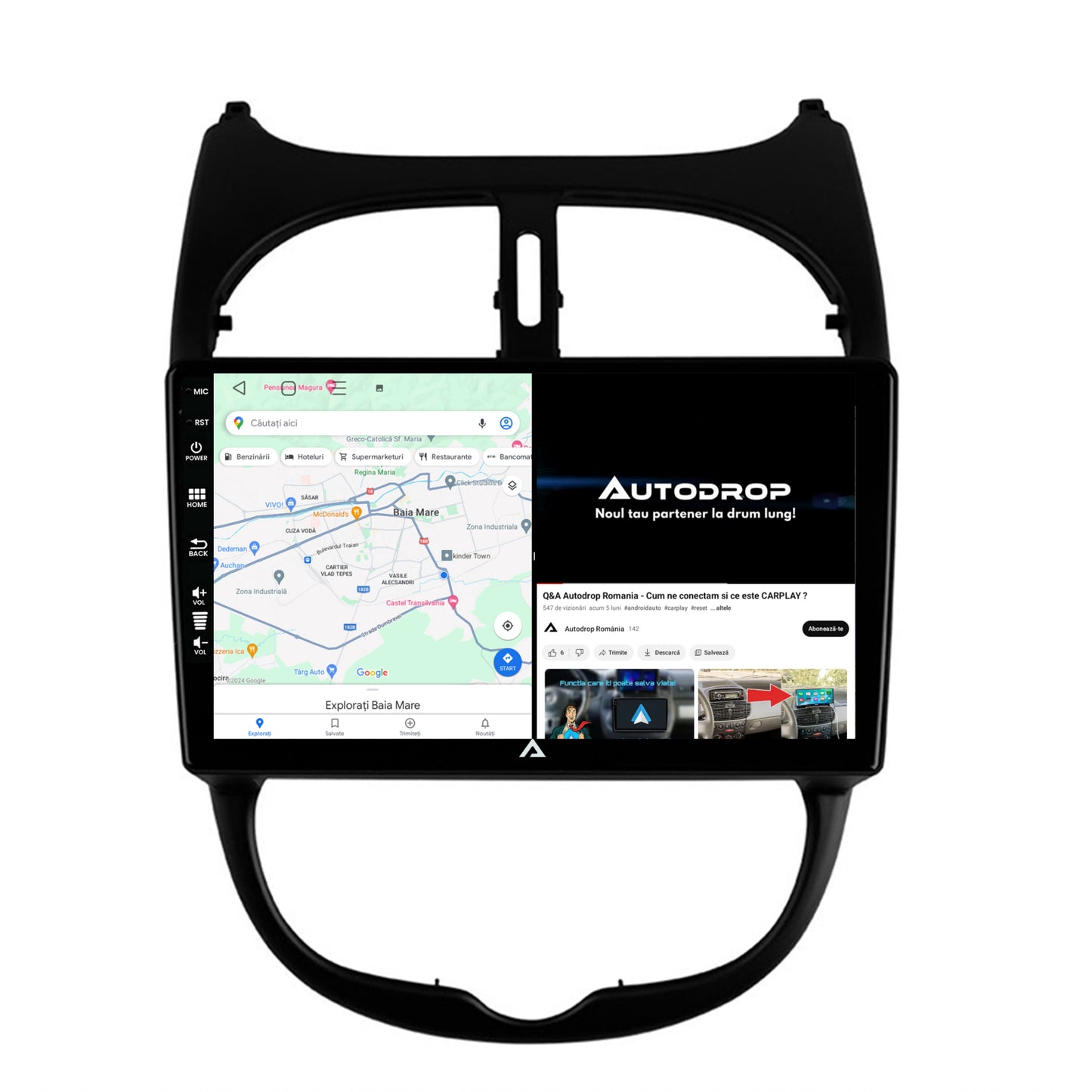 Navigatie Peugeot 206 (1998-2012), Android, E-Octacore / 2GB RAM + 32GB ROM, 9 Inch - AD-BGE9002+AD-BGRKIT262