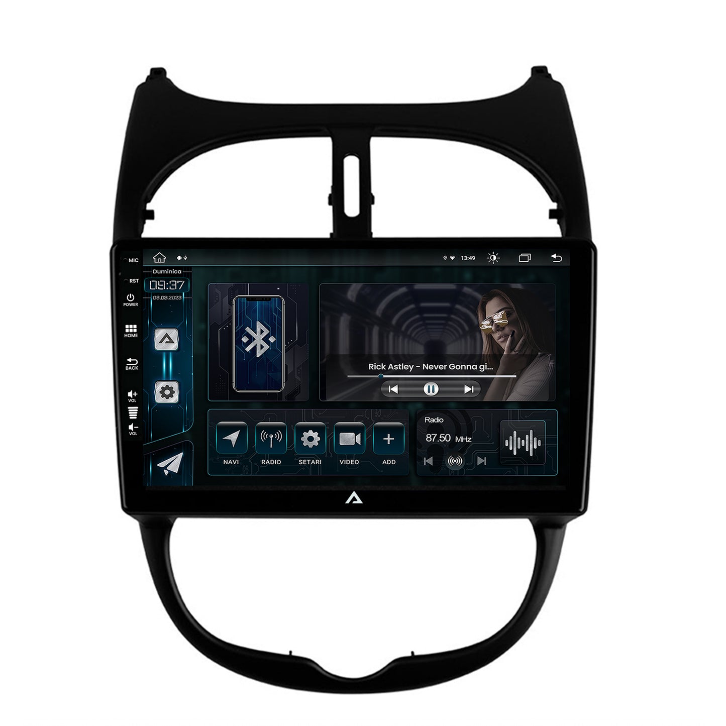 Navigatie Peugeot 206 (1998-2012), Android, Z-Octacore / 8GB RAM + 256GB ROM, 9 Inch - AD-BGZ9008+AD-BGRKIT262