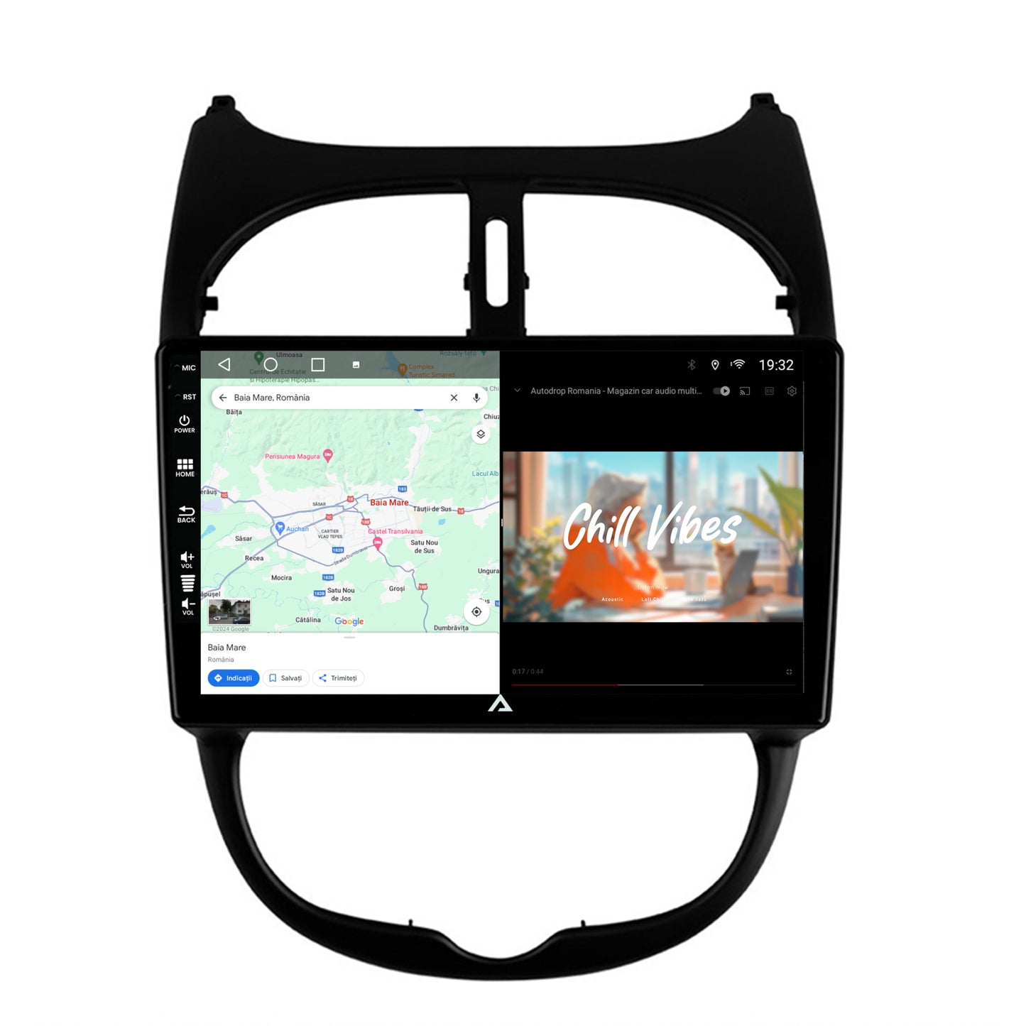 Navigatie Peugeot 206 (1998-2012), Android, A-Octacore / 4GB RAM + 64GB ROM, 9 Inch - AD-BGA9004+AD-BGRKIT262