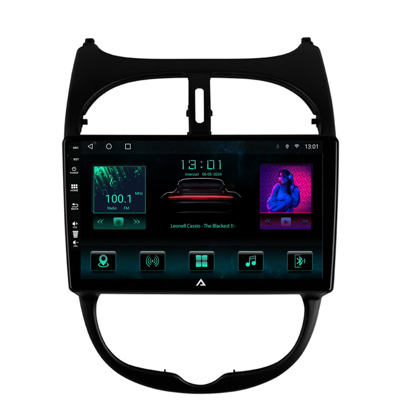 Navigatie Peugeot 206 (1998-2012), Android, A-Octacore / 4GB RAM + 64GB ROM, 9 Inch - AD-BGA9004+AD-BGRKIT262