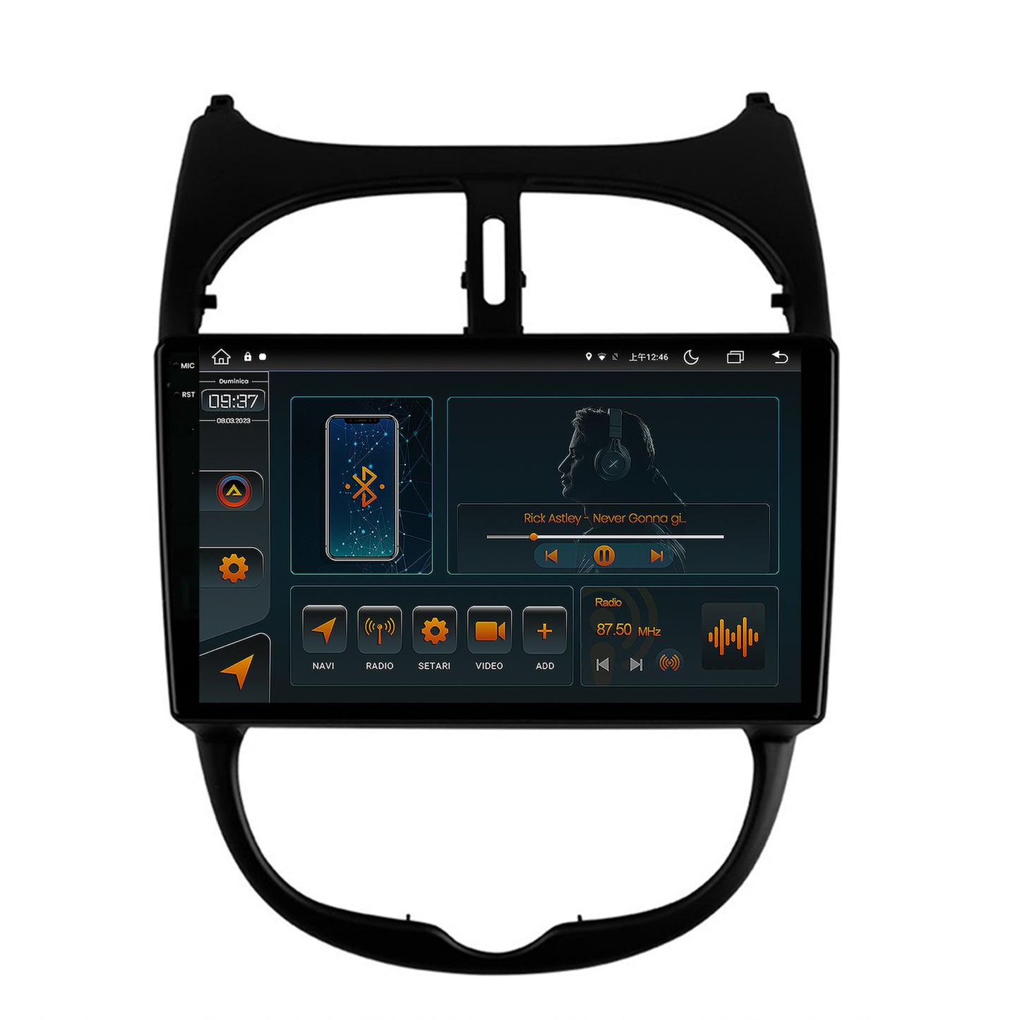 Navigatie Peugeot 206 (1998-2012), Android, V-Octacore / 4GB RAM + 64GB ROM, 9.5 Inch - AD-BGV9004+AD-BGRKIT262