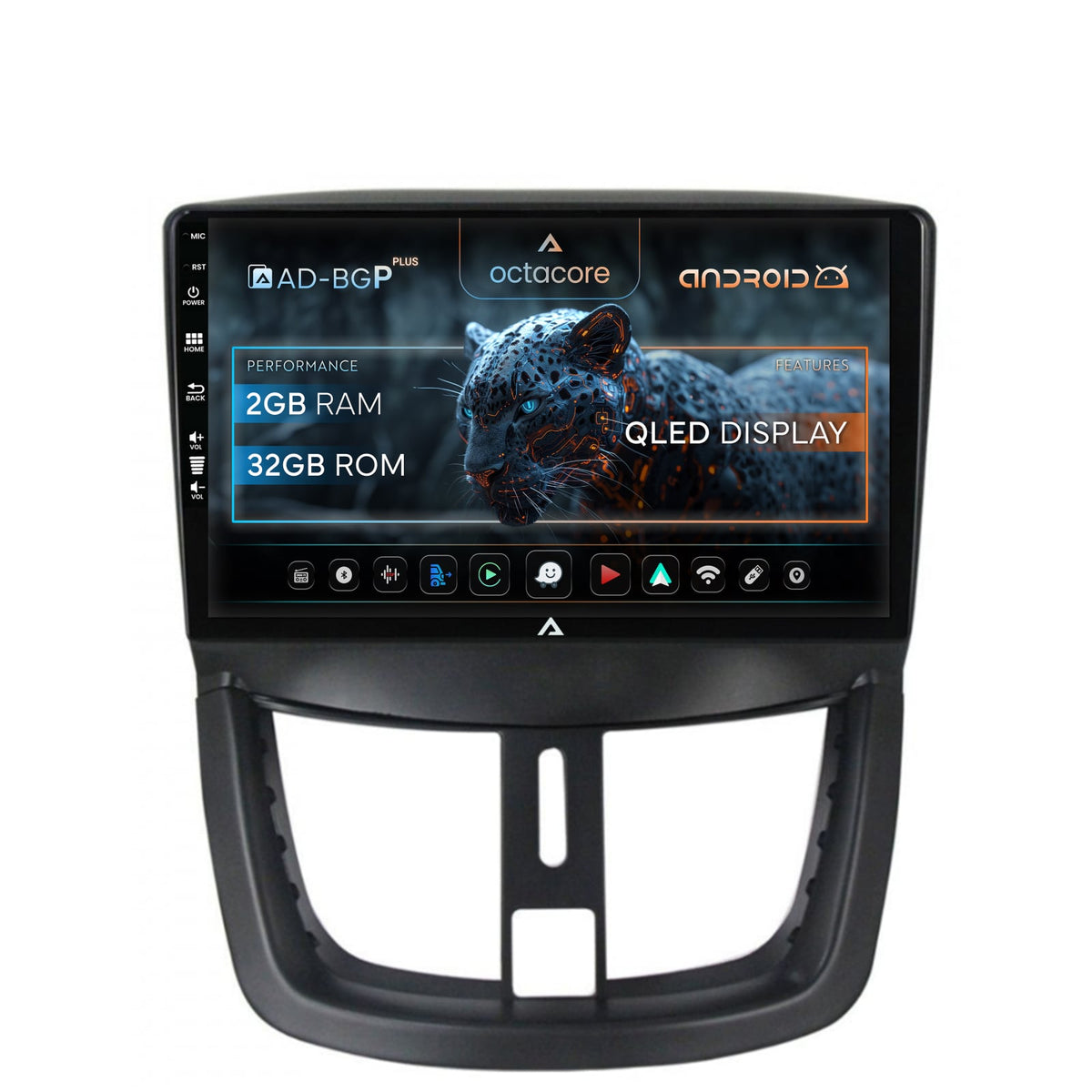 Navigatie Peugeot 207, Android, P-Octacore / 2GB RAM + 32GB ROM, 9 Inch - AD-BGP9002+AD-BGRKIT263
