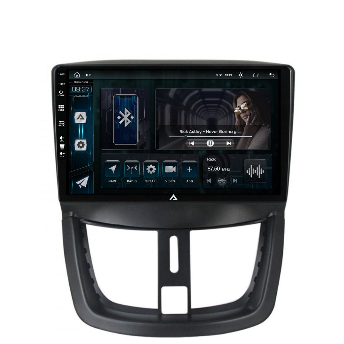 Navigatie Peugeot 207, Android, Z-Octacore / 8GB RAM + 256GB ROM, 9 Inch - AD-BGZ9008+AD-BGRKIT263