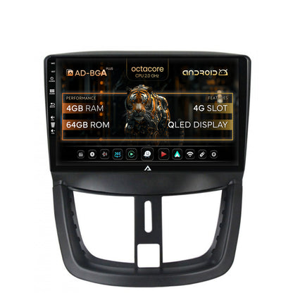 Navigatie Peugeot 207, Android, A-Octacore / 4GB RAM + 64GB ROM, 9 Inch - AD-BGA9004+AD-BGRKIT263