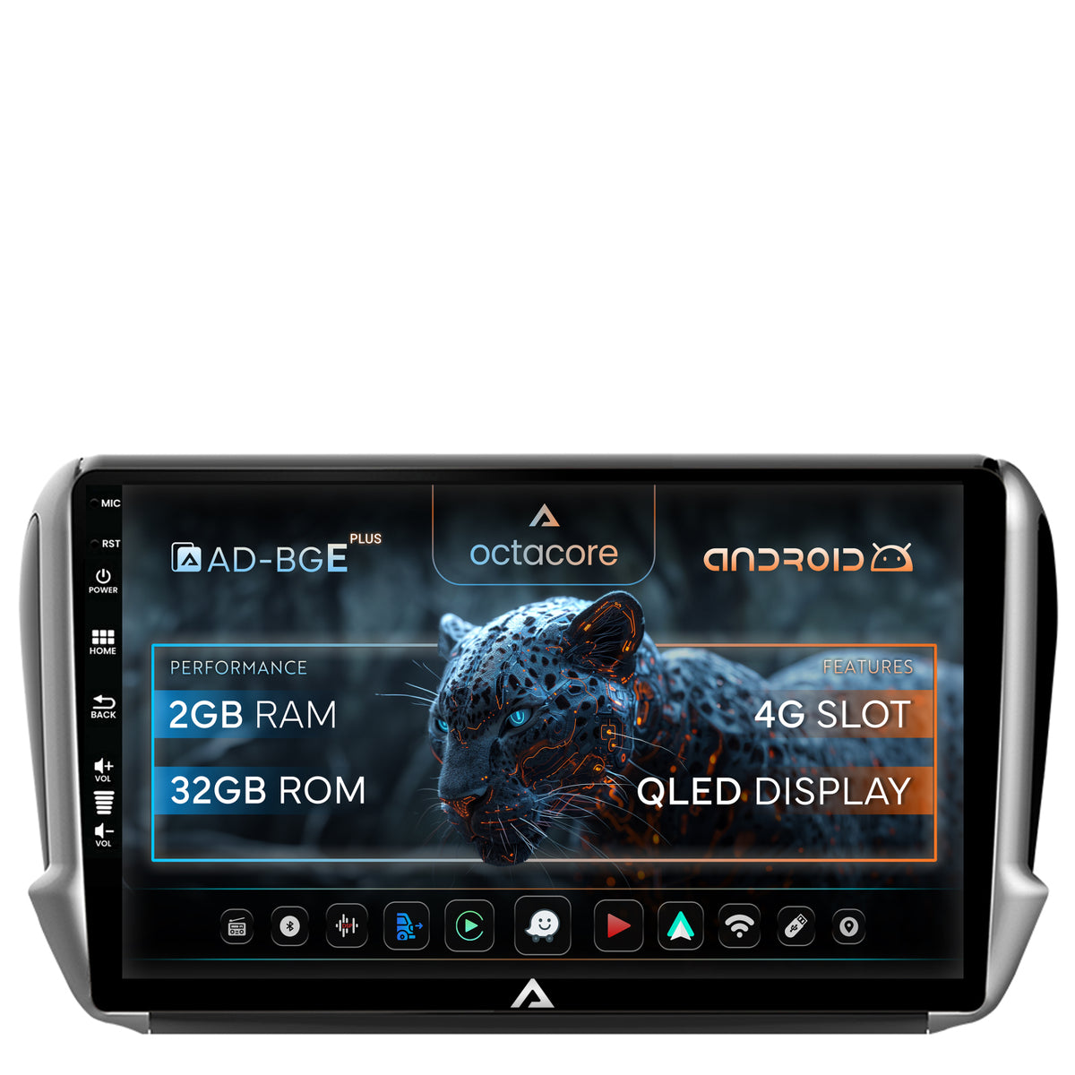 Navigatie Peugeot 208/2008 (2012+), Android, E-Octacore / 2GB RAM + 32GB ROM, 10.1 Inch - AD-BGE10002+AD-BGRKIT258