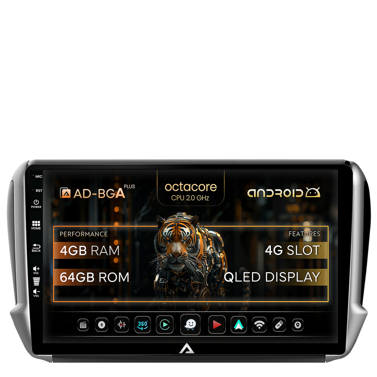 Navigatie Peugeot 208/2008 (2012+), Android, A-Octacore / 4GB RAM + 64GB ROM, 10.1 Inch - AD-BGA10004+AD-BGRKIT258