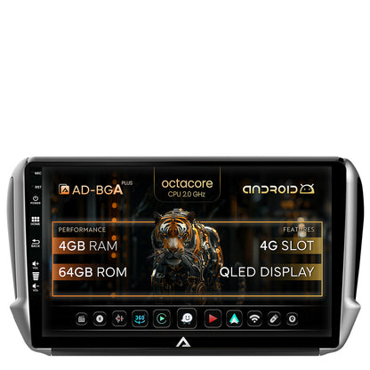 Navigatie Peugeot 208/2008 (2012+), Android, A-Octacore / 4GB RAM + 64GB ROM, 10.1 Inch - AD-BGA10004+AD-BGRKIT258