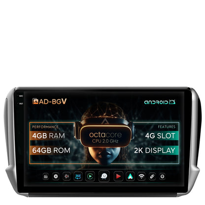 Navigatie Peugeot 208/2008 (2012+), Android, V-Octacore / 4GB RAM + 64GB ROM, 10.36 Inch - AD-BGV10004+AD-BGRKIT258