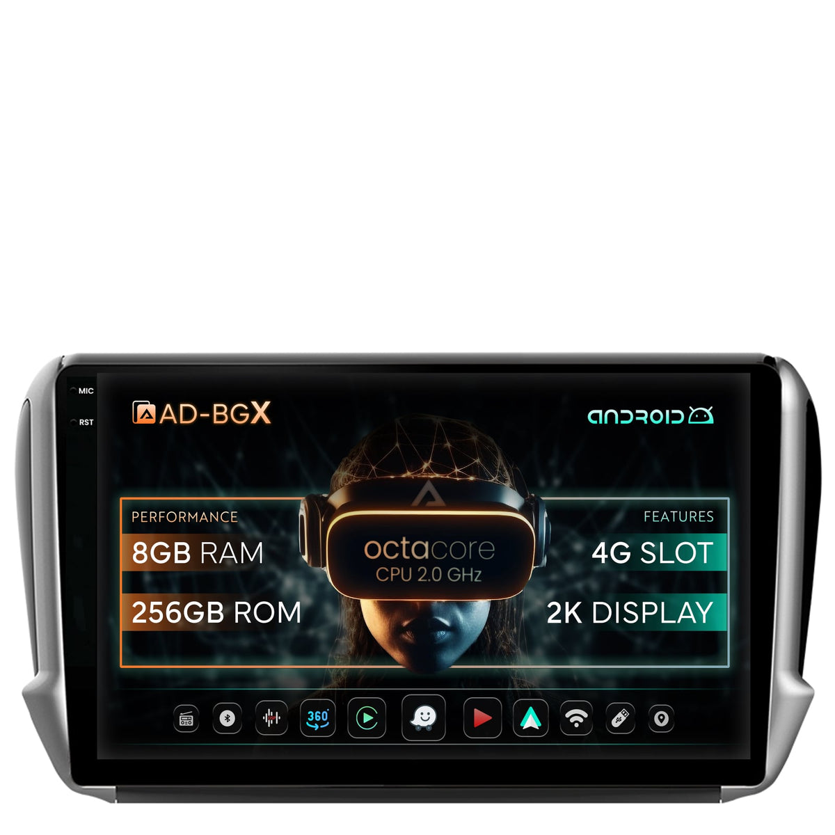 Navigatie Peugeot 208/2008 (2012+), Android, X-Octacore / 8GB RAM + 256GB ROM, 10.36 Inch - AD-BGX10008+AD-BGRKIT258