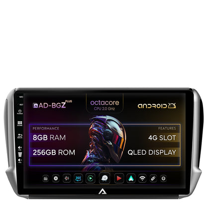 Navigatie Peugeot 208/2008 (2012+), Android, Z-Octacore / 8GB RAM + 256GB ROM, 10.1 Inch - AD-BGZ10004+AD-BGRKIT258
