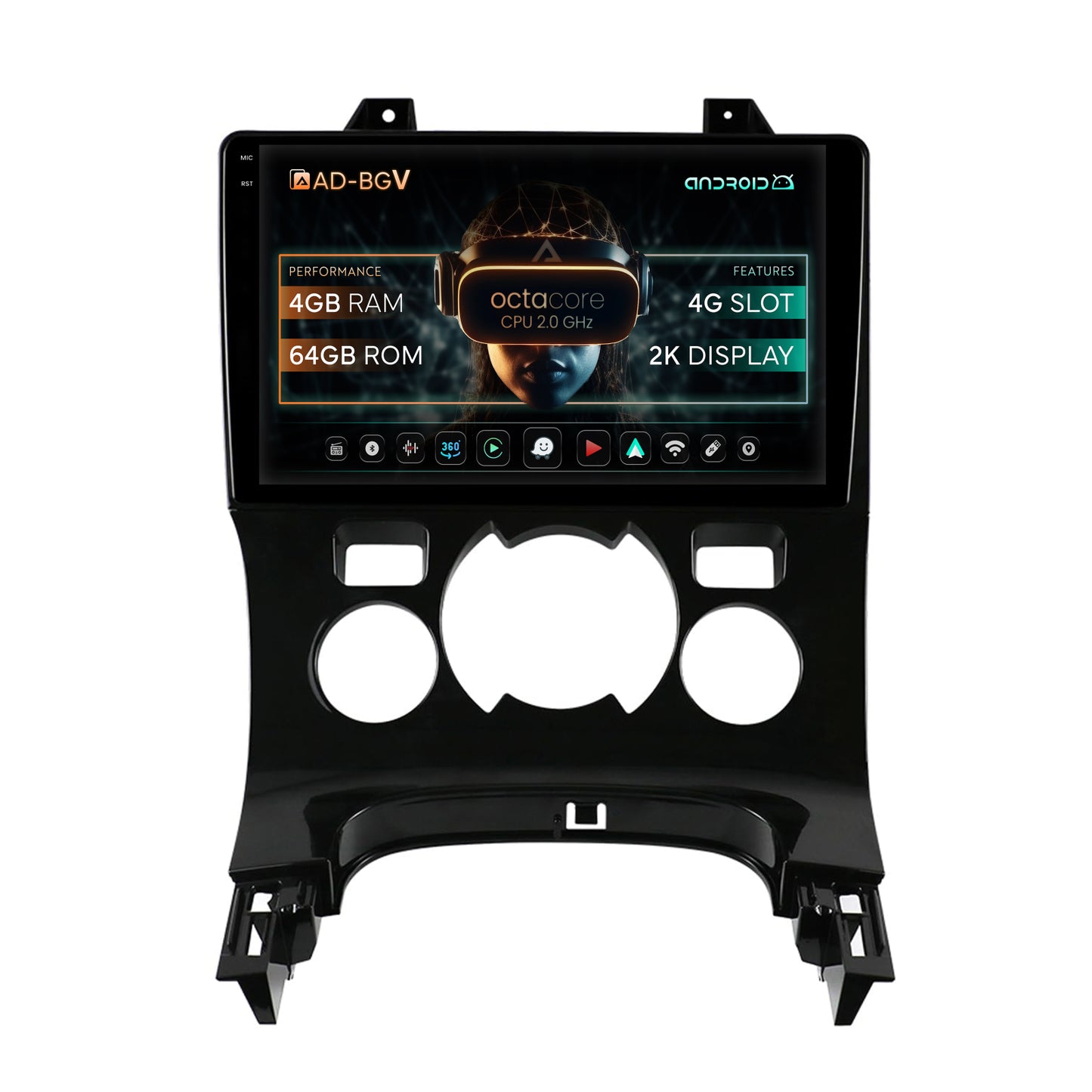 Navigatie Peugeot 3008/5008, Android, V-Octacore / 4GB RAM + 64GB ROM, 9.5 Inch - AD-BGV9004+AD-BGRKIT259