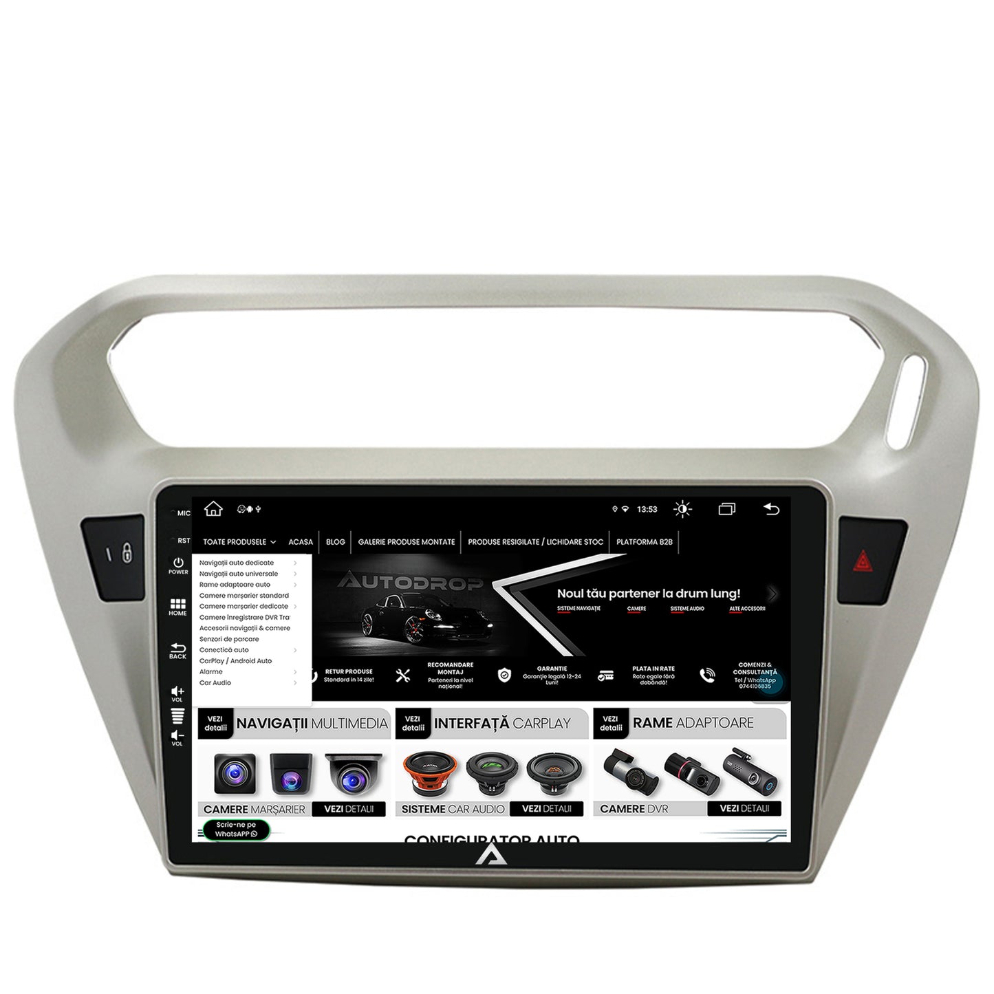 Navigatie Peugeot 301 / Citroen C-Elysee, Android, Z-Octacore / 8GB RAM + 256GB ROM, 9 Inch - AD-BGZ9008+AD-BGRKIT255