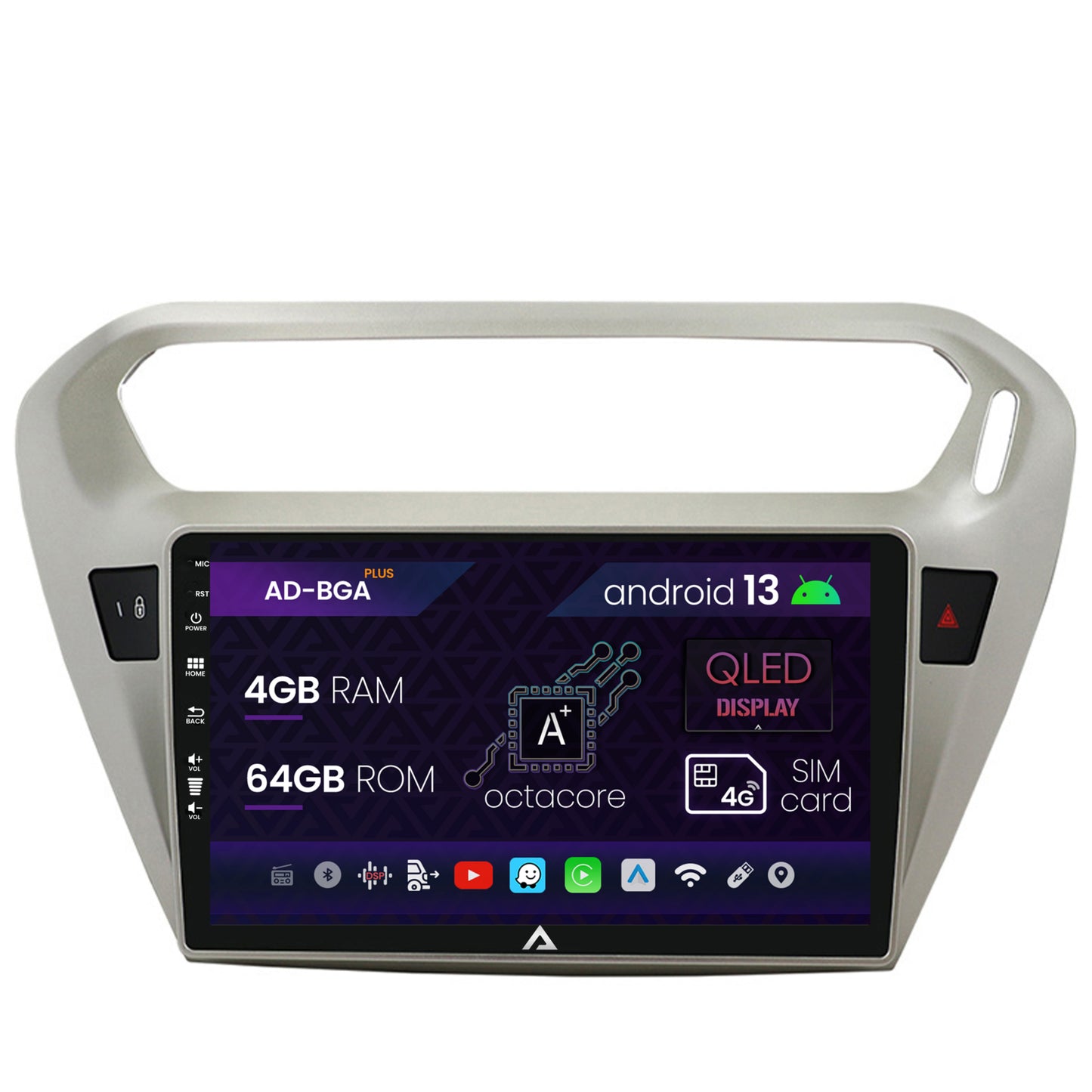 Navigatie Peugeot 301 / Citroen C-Elysee, Android, A-Octacore / 4GB RAM + 64GB ROM, 9 Inch - AD-BGA9004+AD-BGRKIT255
