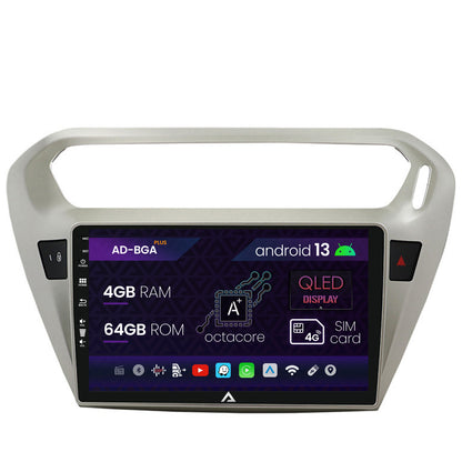 Navigatie Peugeot 301 / Citroen C-Elysee, Android, A-Octacore / 4GB RAM + 64GB ROM, 9 Inch - AD-BGA9004+AD-BGRKIT255