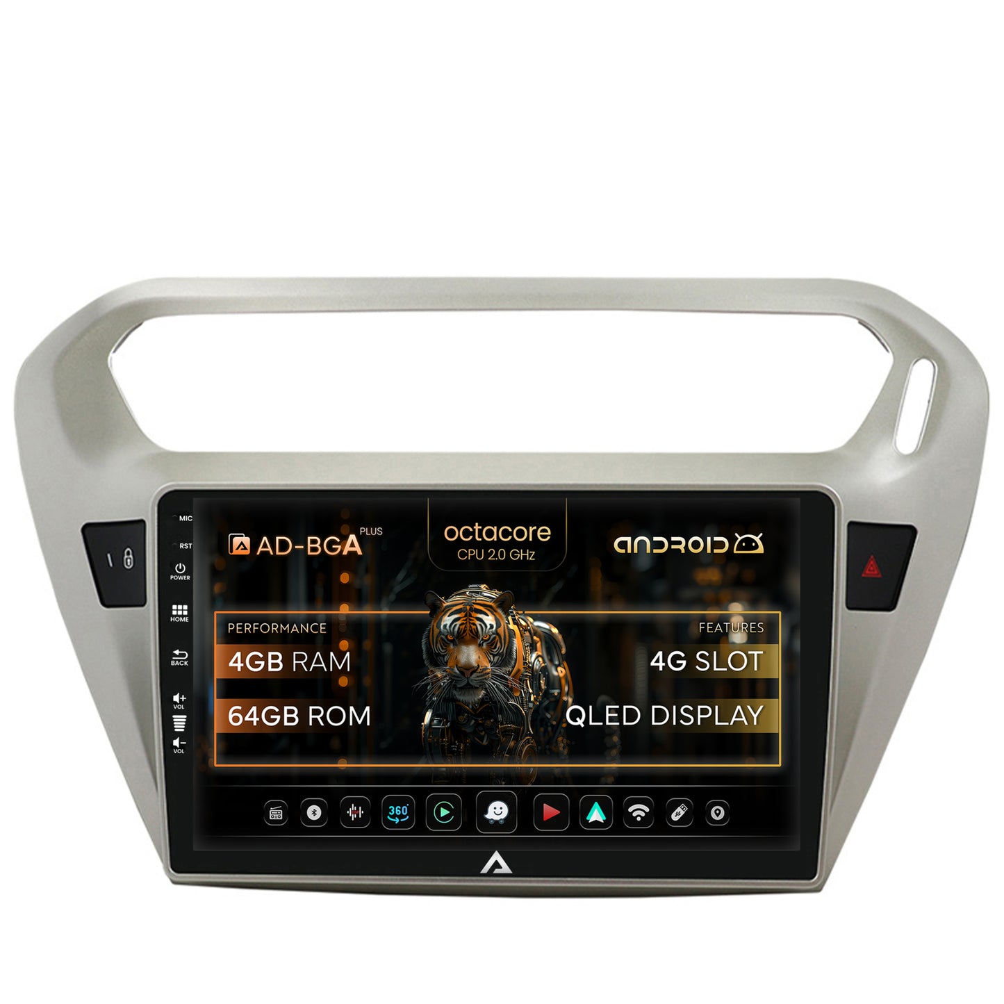 Navigatie Peugeot 301 / Citroen C-Elysee, Android, A-Octacore / 4GB RAM + 64GB ROM, 9 Inch - AD-BGA9004+AD-BGRKIT255