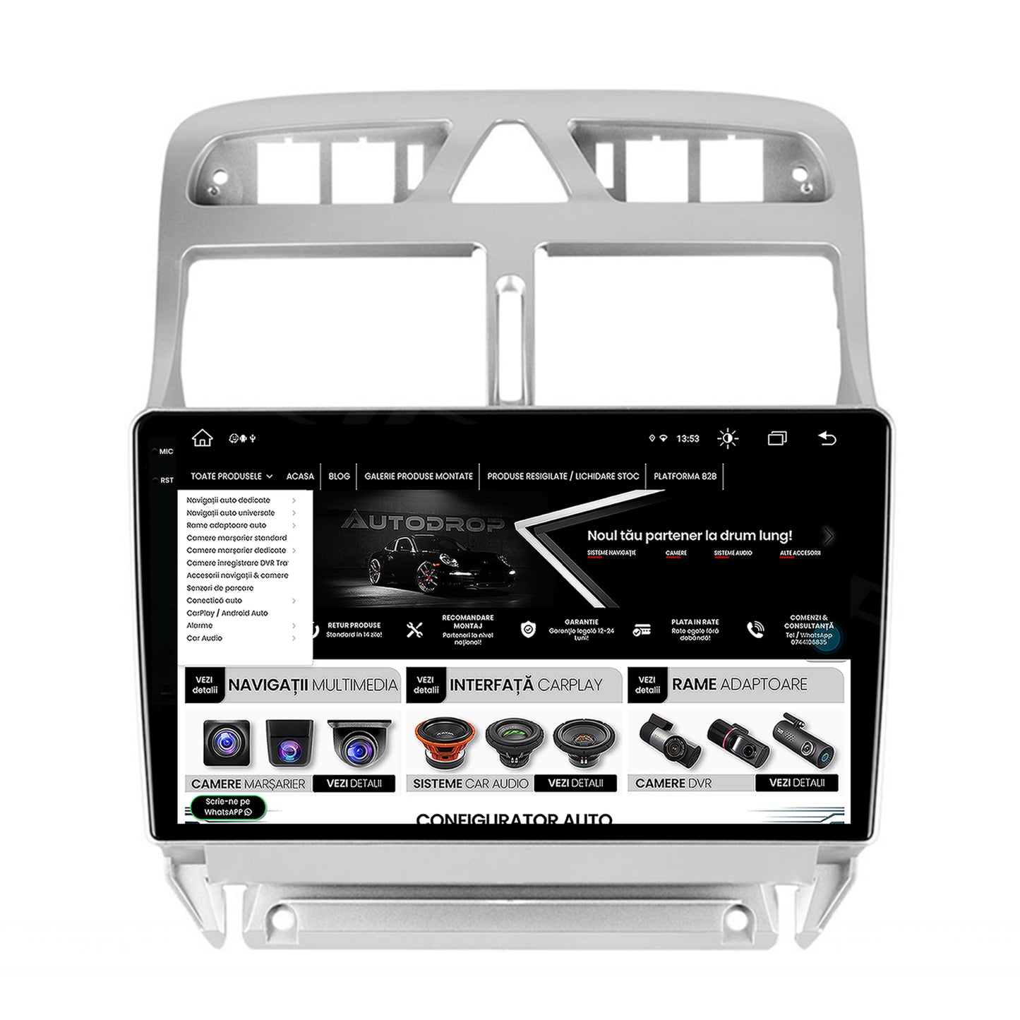 Navigatie Peugeot 307, Android, V-Octacore / 4GB RAM + 64GB ROM, 9.5 Inch - AD-BGV9004+AD-BGRKIT266