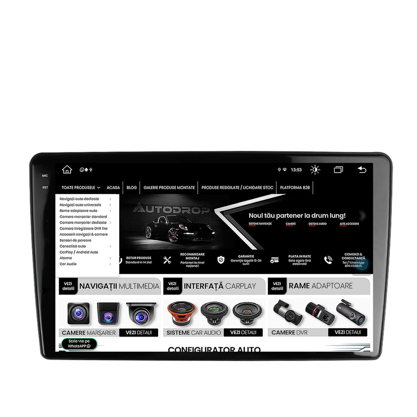 Navigatie Peugeot 307, Android, V-Octacore / 4GB RAM + 64GB ROM, 9.5 Inch - AD-BGV9004+AD-BGRKIT266S
