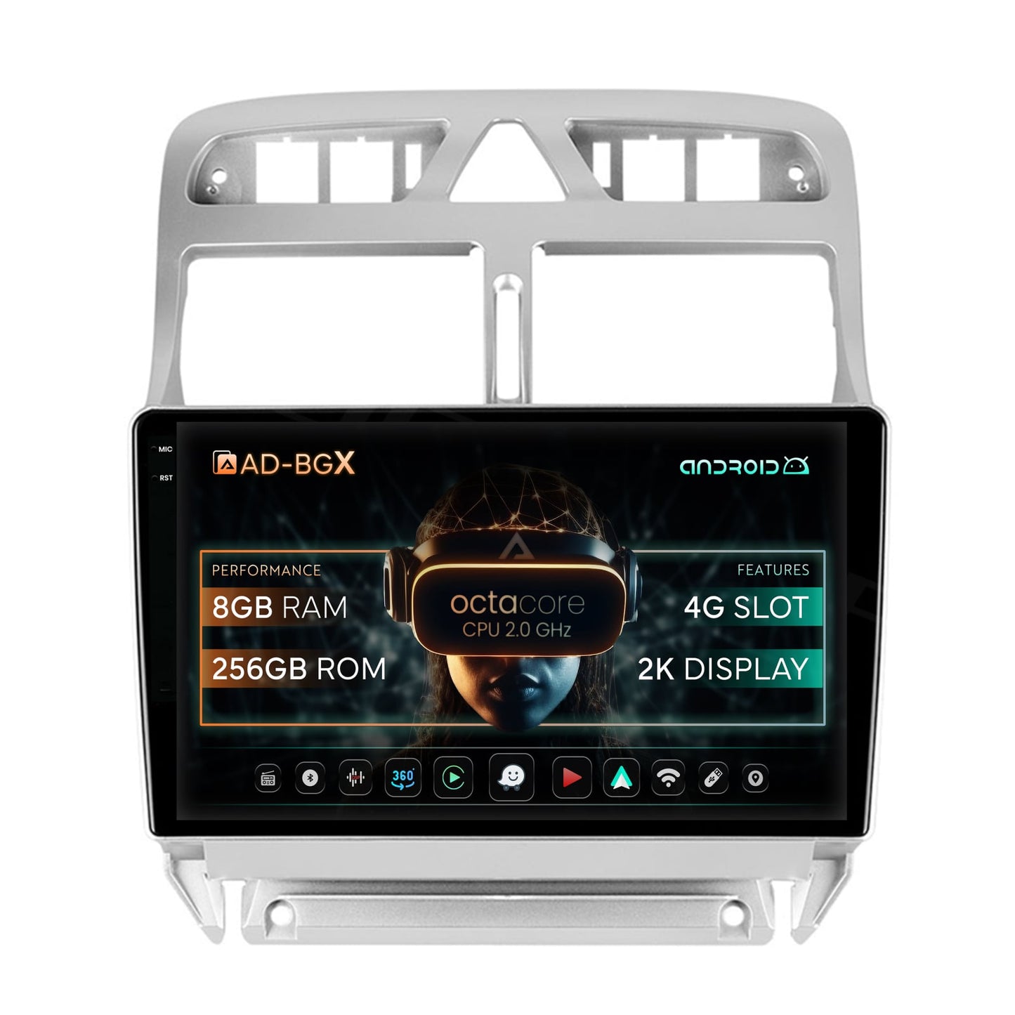 Navigatie Peugeot 307, Android, X-Octacore / 8GB RAM + 256GB ROM, 9.5 Inch - AD-BGX9008+AD-BGRKIT266S