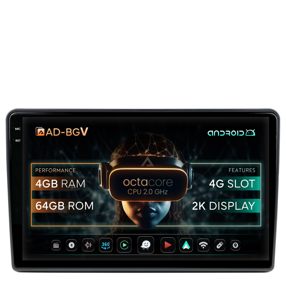 Navigatie Peugeot 308 (2012-2017), Android, V-Octacore / 4GB RAM + 64GB ROM, 9.5 Inch - AD-BGV9004+AD-BGRKIT257