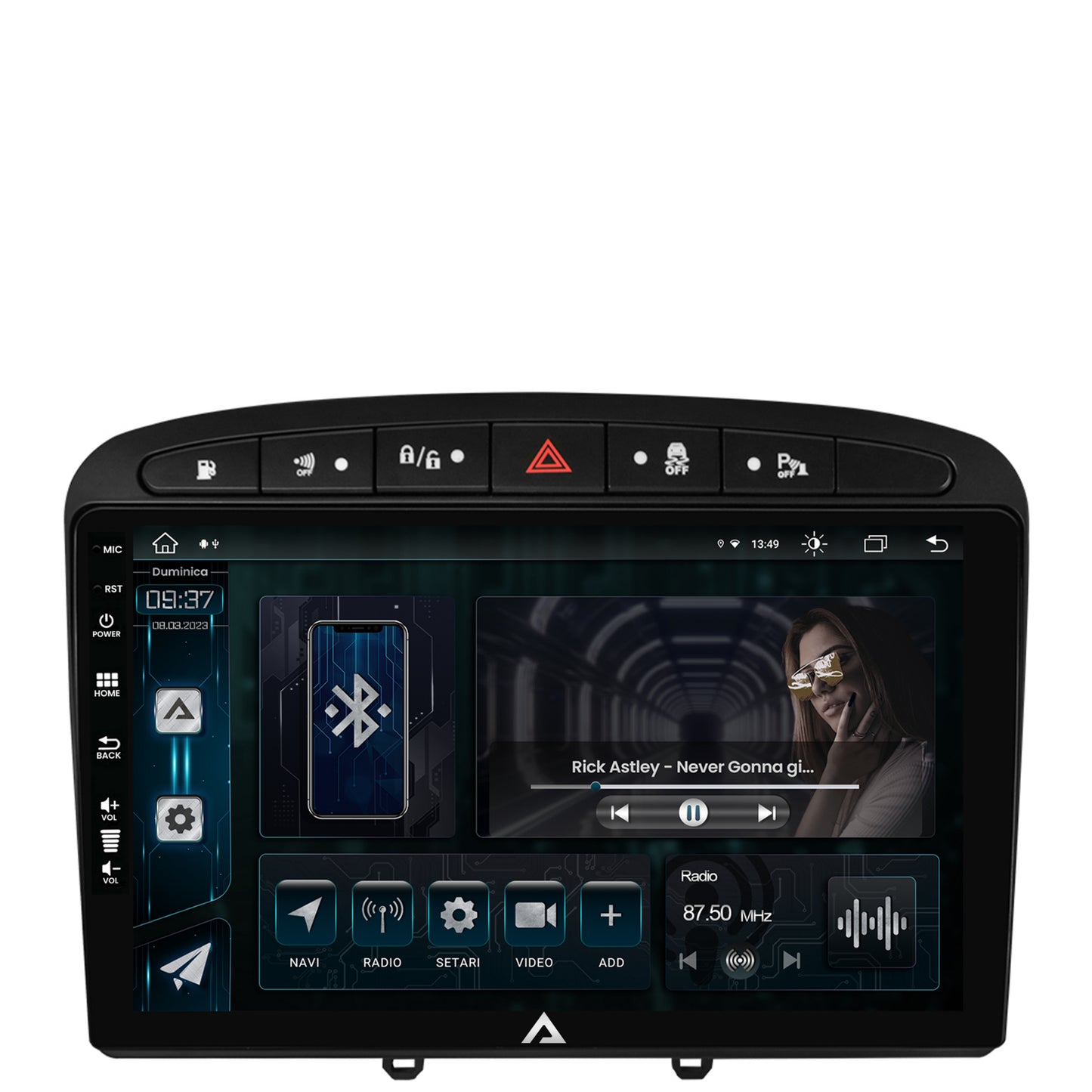 Navigatie Peugeot 308/408 (2008-2013), Android, Z-Octacore / 8GB RAM + 256GB ROM, 9 Inch - AD-BGZ9008+AD-BGRKIT265