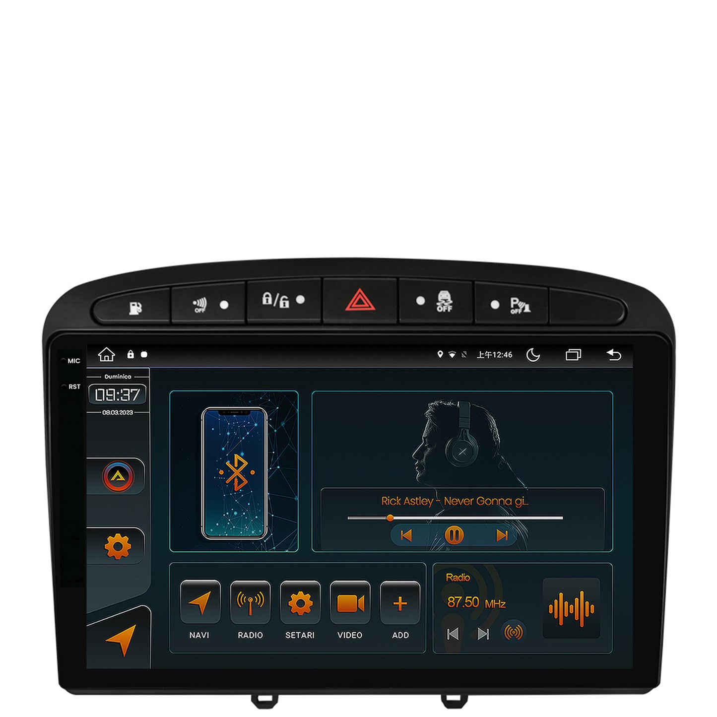 Navigatie Peugeot 308/408 (2008-2013), Android, V-Octacore / 4GB RAM + 64GB ROM, 9.5 Inch - AD-BGV9004+AD-BGRKIT265