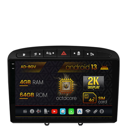 Navigatie Peugeot 308/408 (2008-2013), Android, V-Octacore / 4GB RAM + 64GB ROM, 9.5 Inch - AD-BGV9004+AD-BGRKIT265