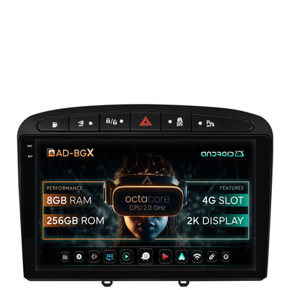 Navigatie Peugeot 308/408 (2008-2013), Android, X-Octacore / 8GB RAM + 256GB ROM, 9.5 Inch - AD-BGX9008+AD-BGRKIT265
