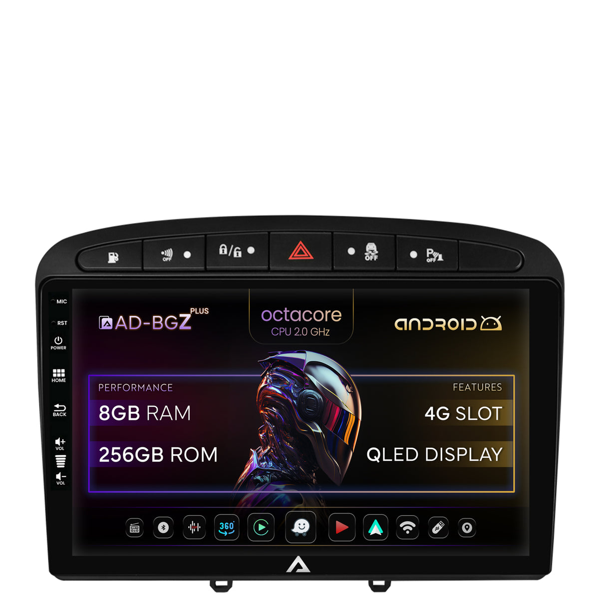 Navigatie Peugeot 308/408 (2008-2013), Android, Z-Octacore / 8GB RAM + 256GB ROM, 9 Inch - AD-BGZ9008+AD-BGRKIT265