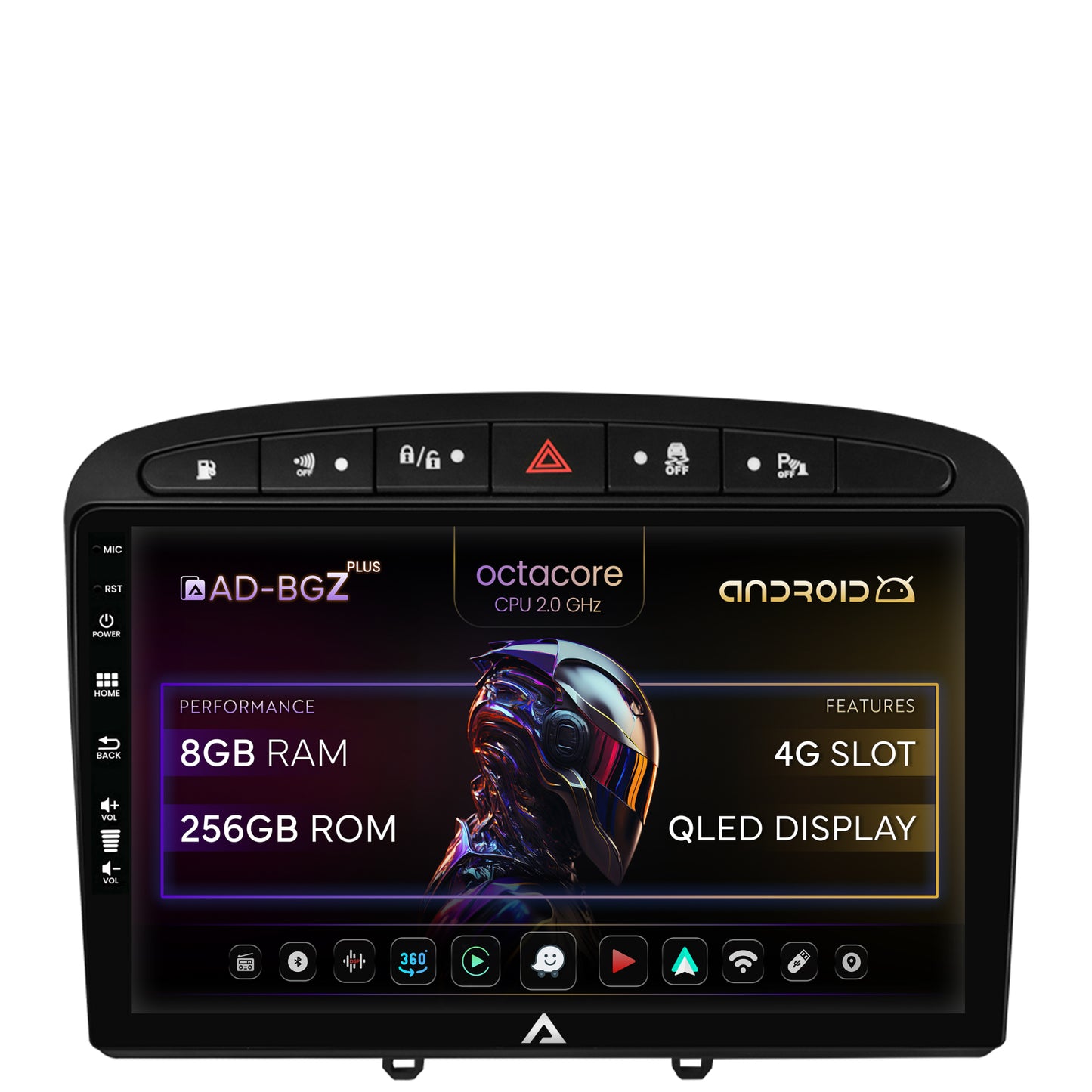 Navigatie Peugeot 308/408 (2008-2013), Android, Z-Octacore / 8GB RAM + 256GB ROM, 9 Inch - AD-BGZ9008+AD-BGRKIT265