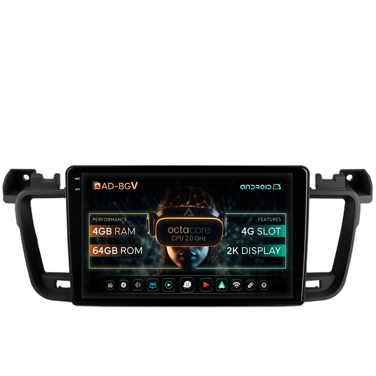 Navigatie Peugeot 508 (2010-2018), Android, V-Octacore / 4GB RAM + 64GB ROM, 9.5 Inch - AD-BGV9004+AD-BGRKIT264