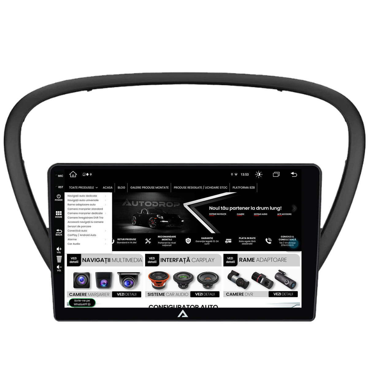 Navigatie Peugeot 607 (2004-2011), Android, Z-Octacore / 8GB RAM + 256GB ROM, 9 Inch - AD-BGZ9008+AD-BGRKIT266V4