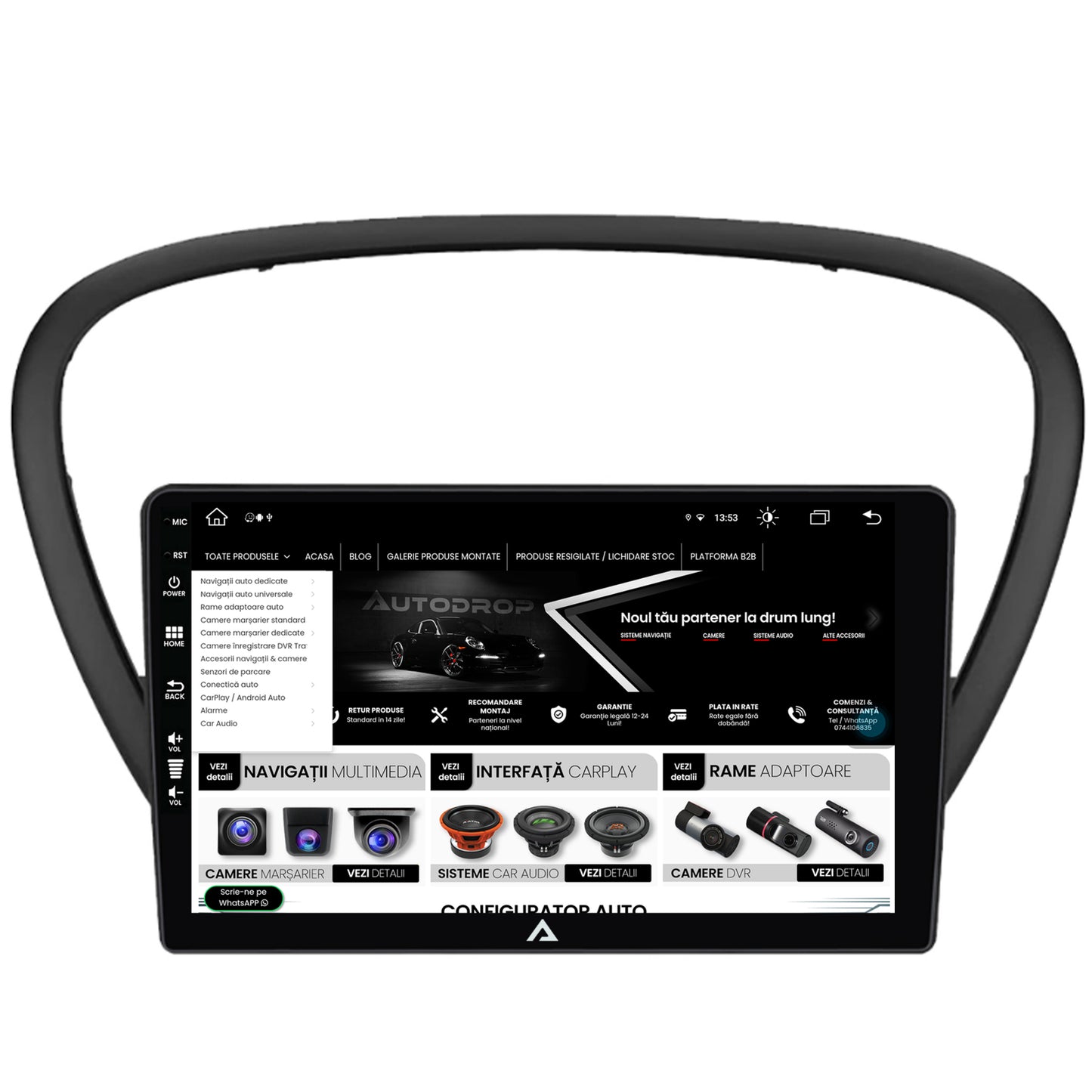 Navigatie Peugeot 607 (2004-2011), Android, Z-Octacore / 8GB RAM + 256GB ROM, 9 Inch - AD-BGZ9008+AD-BGRKIT266V4