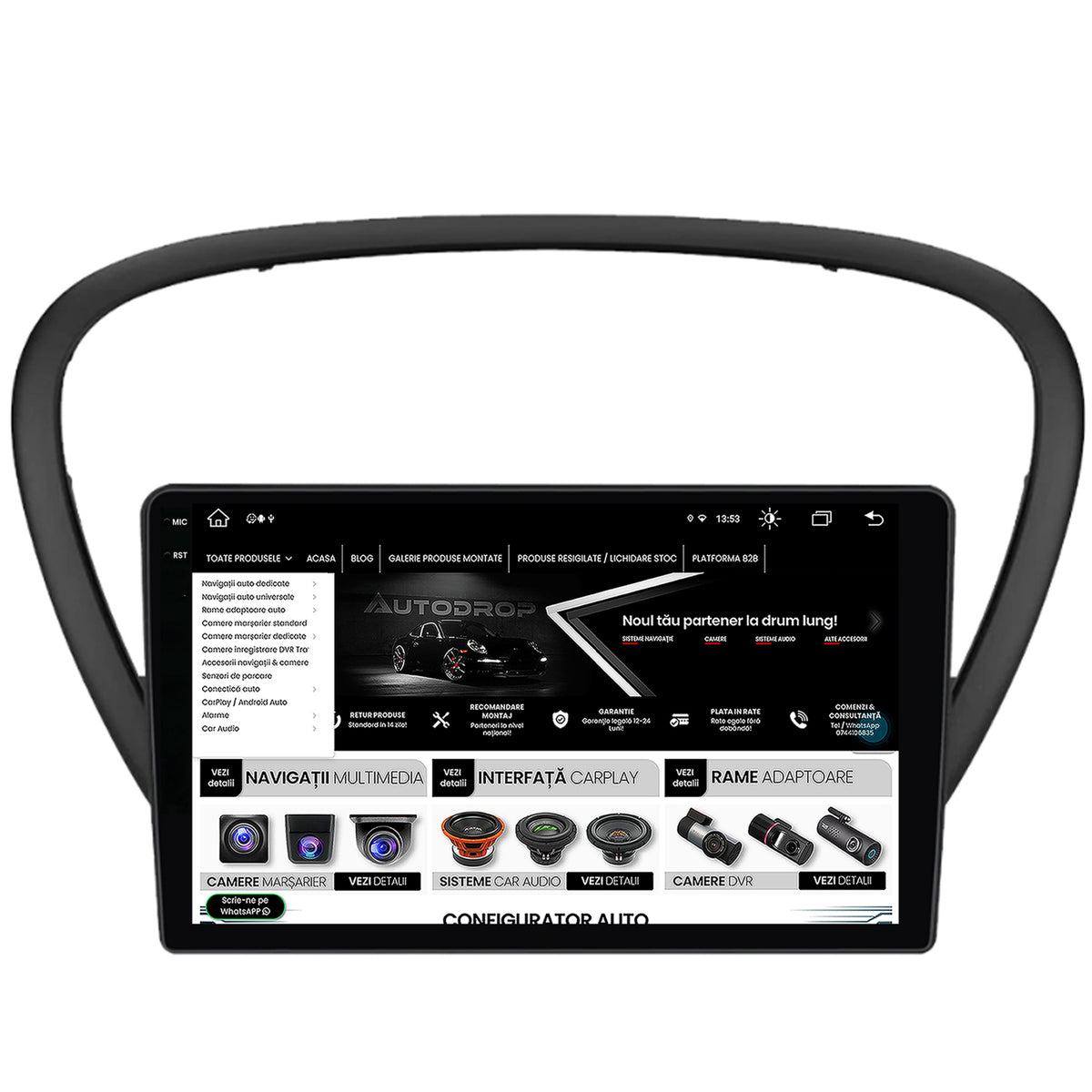 Navigatie Peugeot 607 (2004-2011), Android, V-Octacore / 4GB RAM + 64GB ROM, 9.5 Inch - AD-BGV9004+AD-BGRKIT266V4