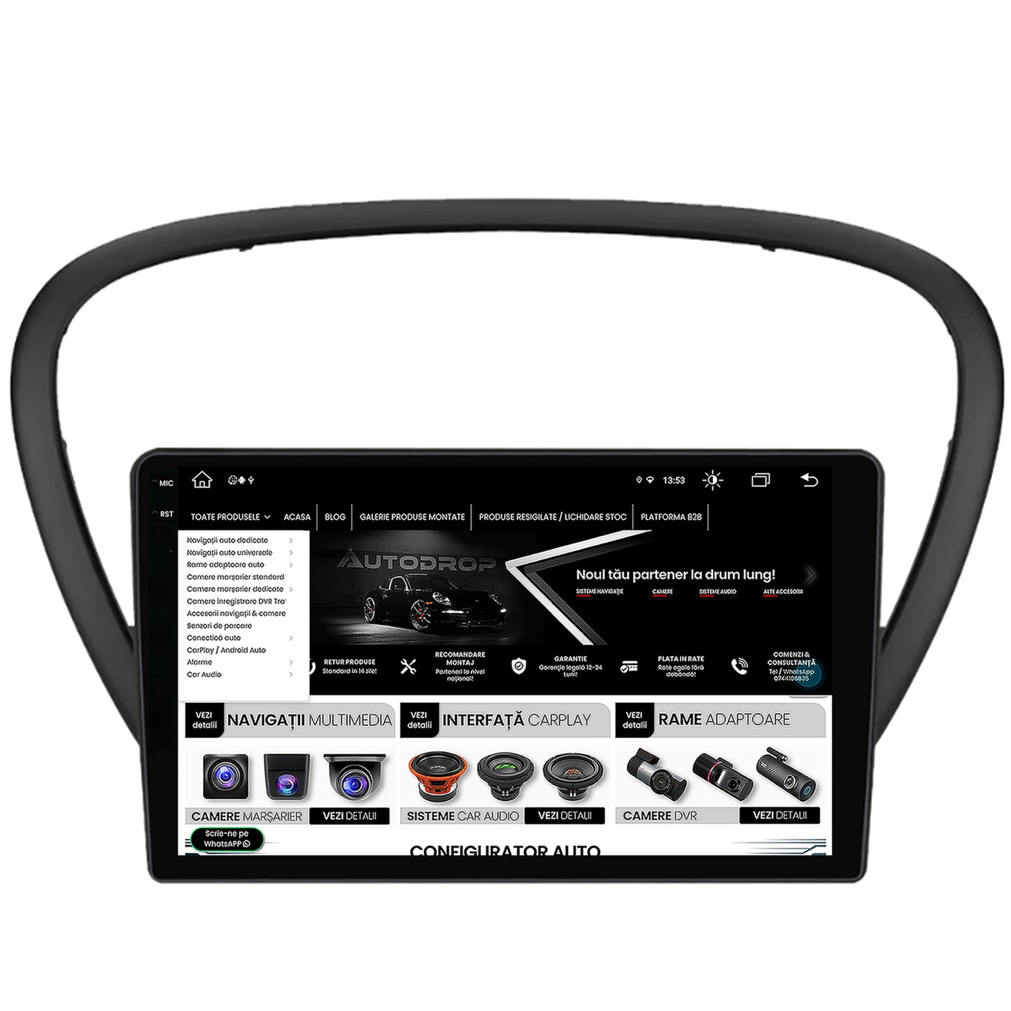 Navigatie Peugeot 607 (2004-2011), Android, X-Octacore / 8GB RAM + 256GB ROM, 9.5 Inch - AD-BGX9008+AD-BGRKIT266V4