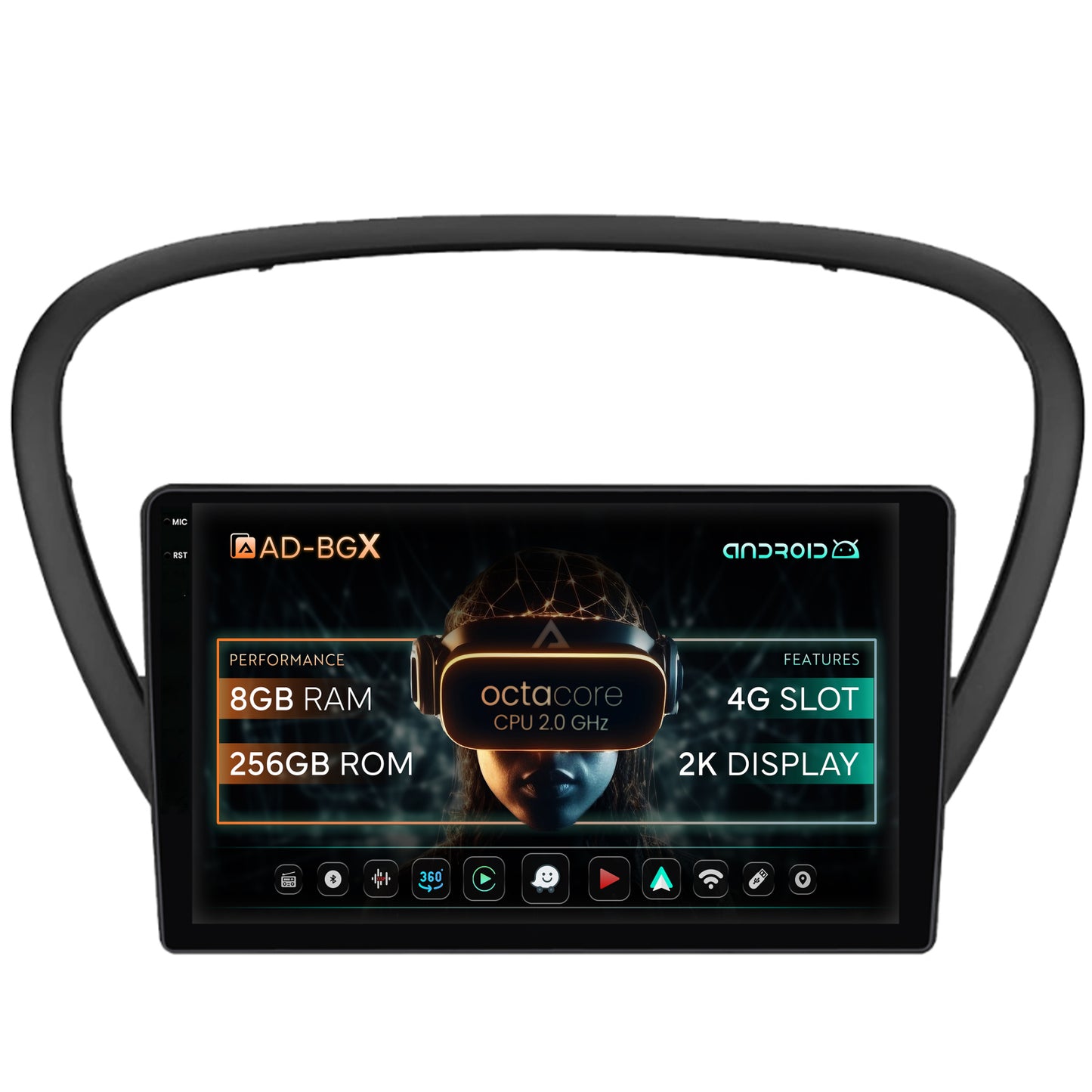 Navigatie Peugeot 607 (2004-2011), Android, X-Octacore / 8GB RAM + 256GB ROM, 9.5 Inch - AD-BGX9008+AD-BGRKIT266V4