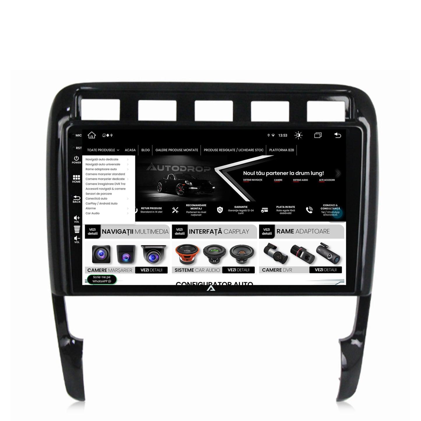 Navigatie Porsche Cayenne (2002-2010), Android, Z-Octacore / 8GB RAM + 256GB ROM, 9 Inch - AD-BGZ9008+AD-BGRKIT057