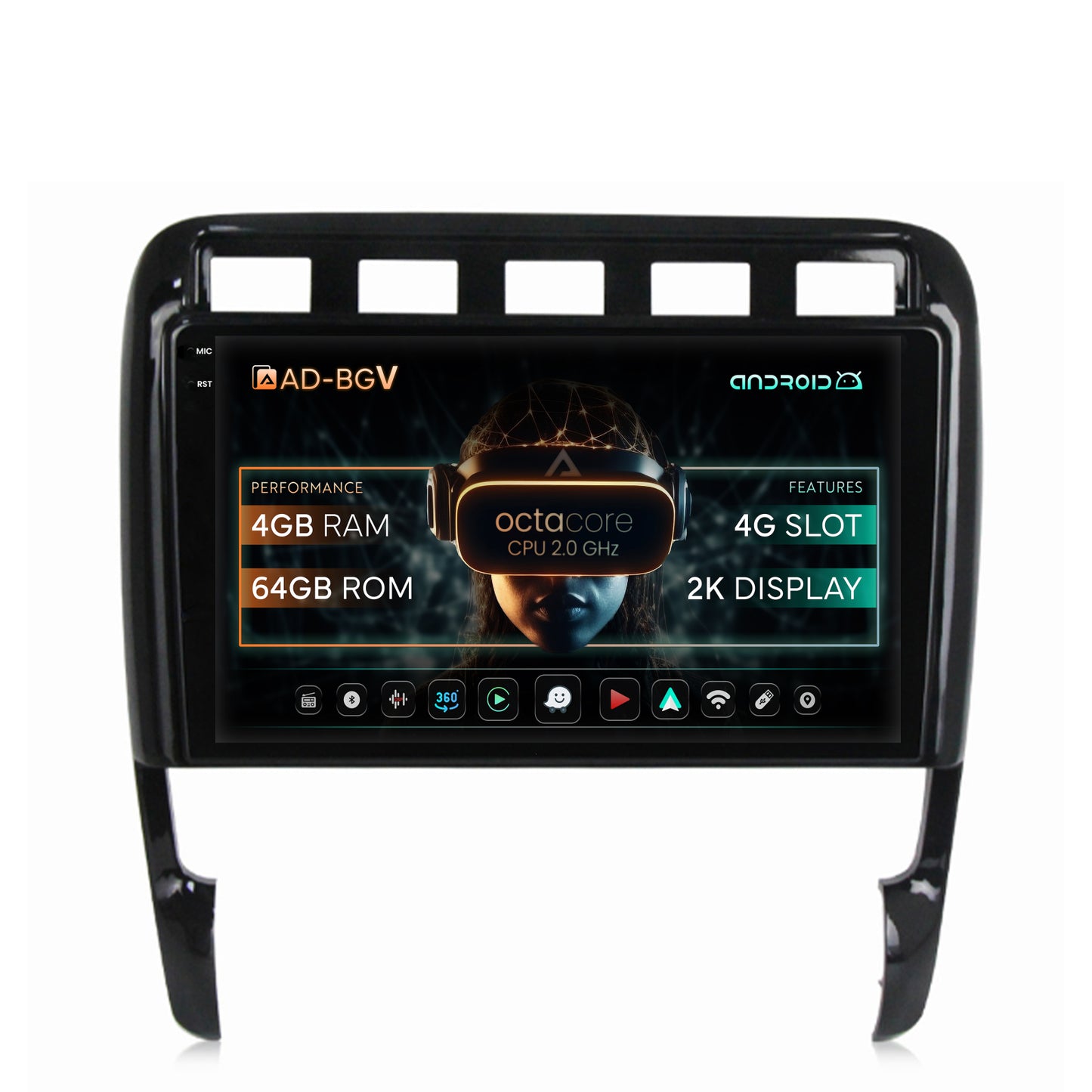 Navigatie Porsche Cayenne (2002-2010), Android, V-Octacore / 4GB RAM + 64GB ROM, 9.5 Inch - AD-BGV9004+AD-BGRKIT057