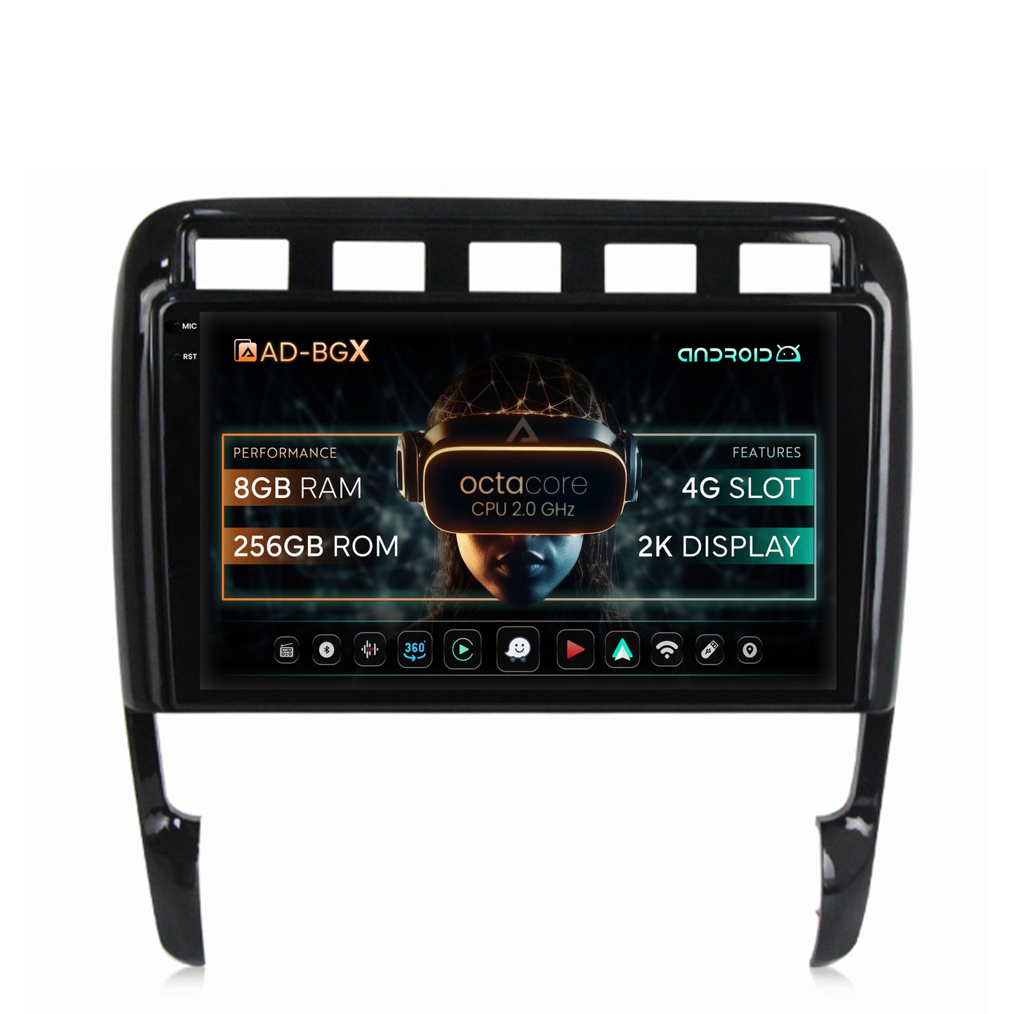 Navigatie Porsche Cayenne (2002-2010), Android, X-Octacore / 8GB RAM + 256GB ROM, 9.5 Inch - AD-BGX9008+AD-BGRKIT057