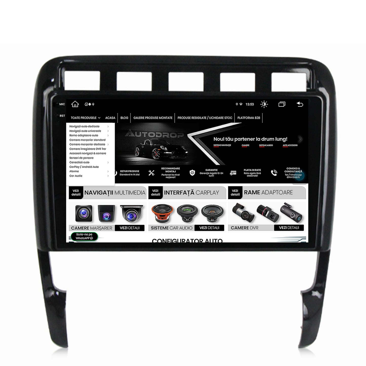 Navigatie Porsche Cayenne (2002-2010), Android, X-Octacore / 8GB RAM + 256GB ROM, 9.5 Inch - AD-BGX9008+AD-BGRKIT057