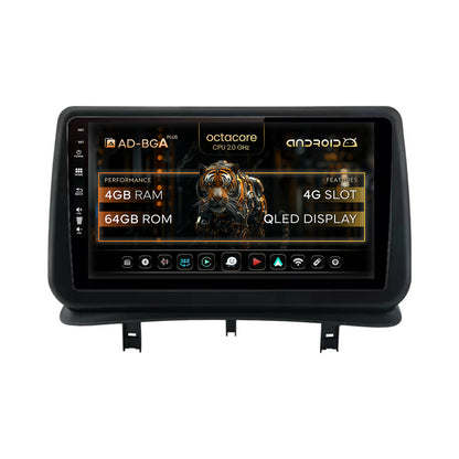 Navigatie Renault Clio 3 (2005-2013), Android, A-Octacore / 4GB RAM + 64GB ROM, 9 Inch - AD-BGA9004+AD-BGRKIT371V2