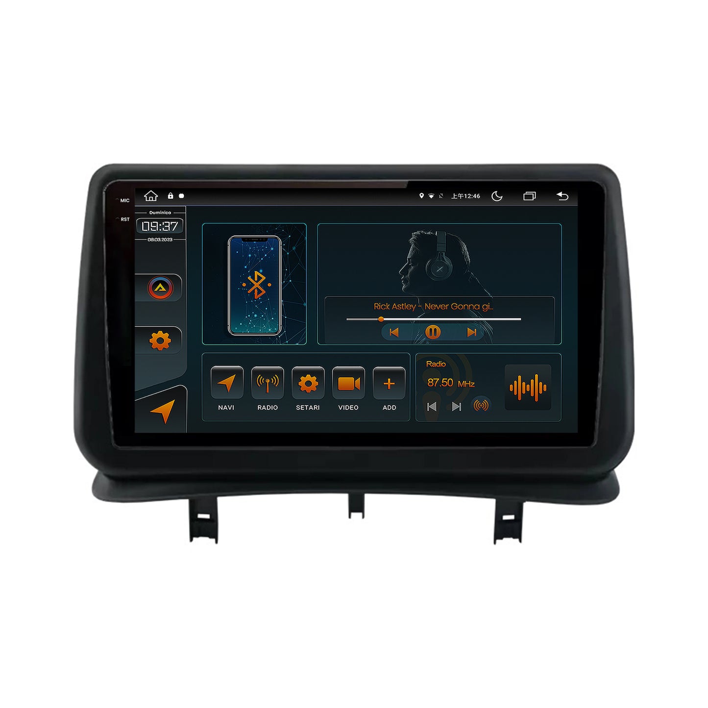 Navigatie Renault Clio 3 (2005-2013), Android, V-Octacore / 4GB RAM + 64GB ROM, 9.5 Inch - AD-BGV9004+AD-BGRKIT371V2