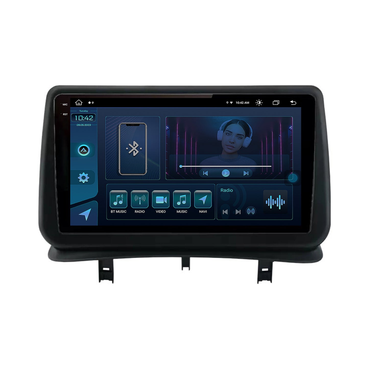 Navigatie Renault Clio 3 (2005-2013), Android, X-Octacore / 8GB RAM + 256GB ROM, 9.5 Inch - AD-BGX9008+AD-BGRKIT371V2
