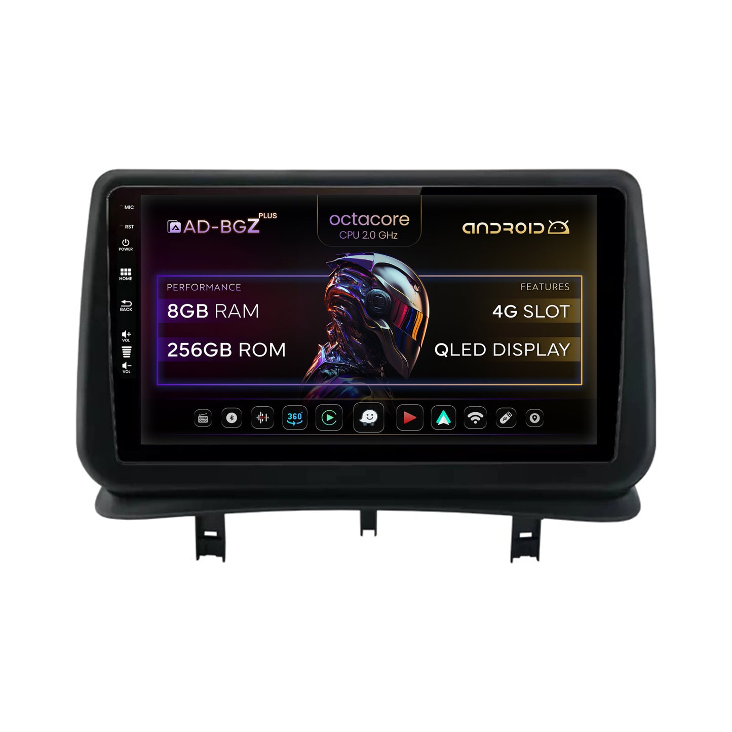 Navigatie Renault Clio 3 (2005-2013), Android, Z-Octacore / 8GB RAM + 256GB ROM, 9 Inch - AD-BGZ9008+AD-BGRKIT371V2