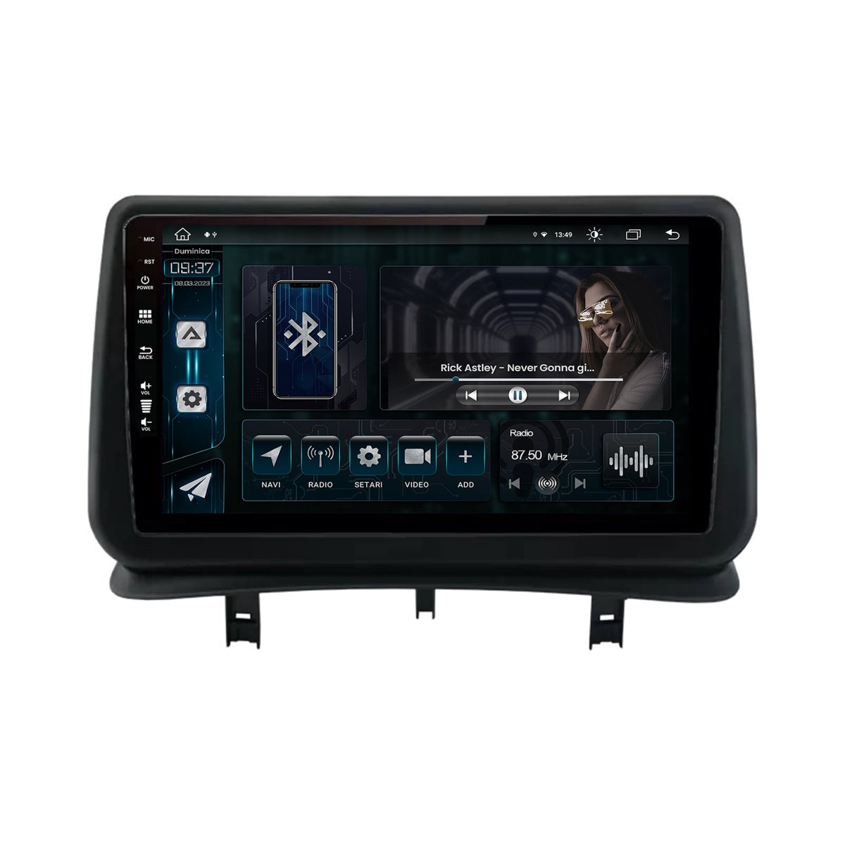 Navigatie Renault Clio 3 (2005-2013), Android, Z-Octacore / 8GB RAM + 256GB ROM, 9 Inch - AD-BGZ9008+AD-BGRKIT371V2