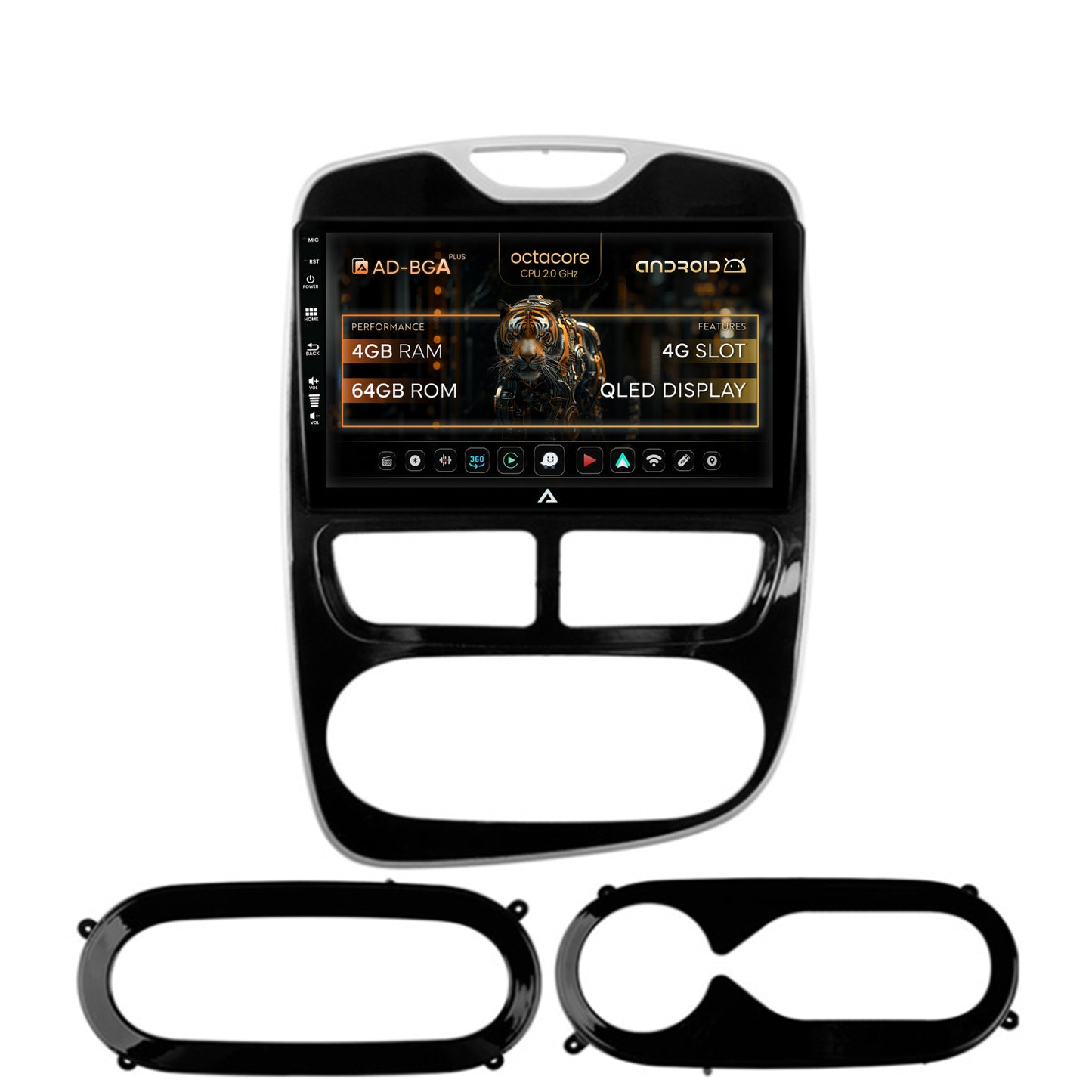 Navigatie Renault Clio IV (2012-2016), Android, A-Octacore / 4GB RAM + 64GB ROM, 9 Inch - AD-BGA9004+AD-BGRKIT369-1216
