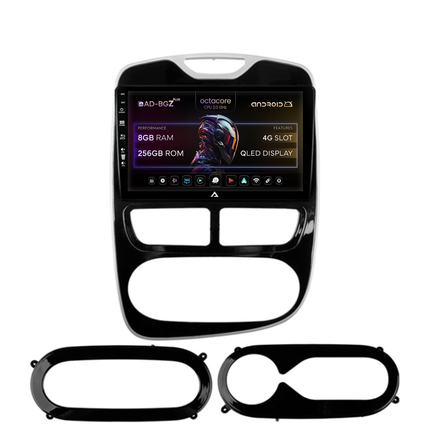 Navigatie Renault Clio IV (2012-2016), Android, Z-Octacore / 8GB RAM + 256GB ROM, 9 Inch - AD-BGZ9008+AD-BGRKIT369-1216