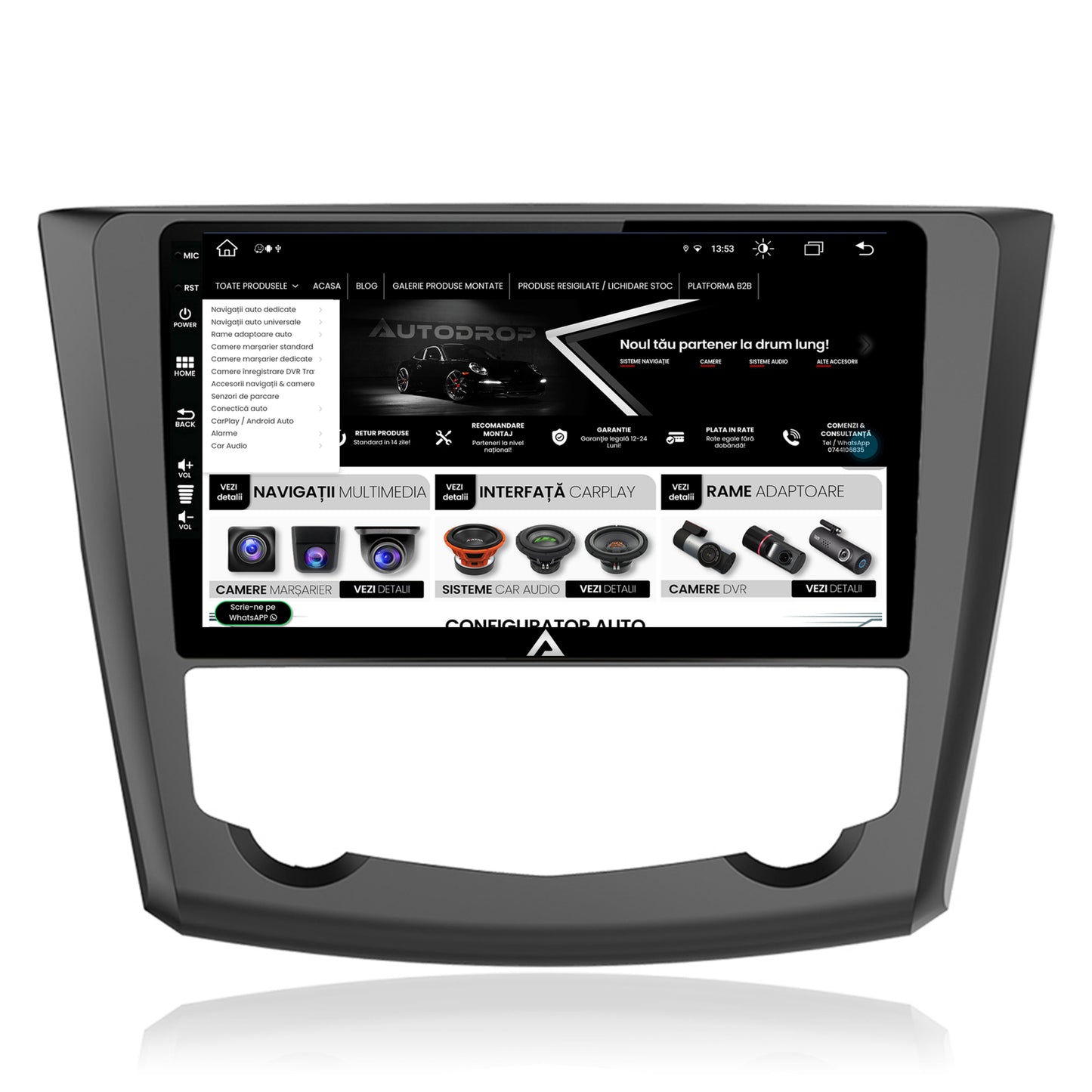 Navigatie Renault Kadjar, Android, Z-Octacore / 8GB RAM + 256GB ROM, 9 Inch - AD-BGZ9008+AD-BGRKIT364