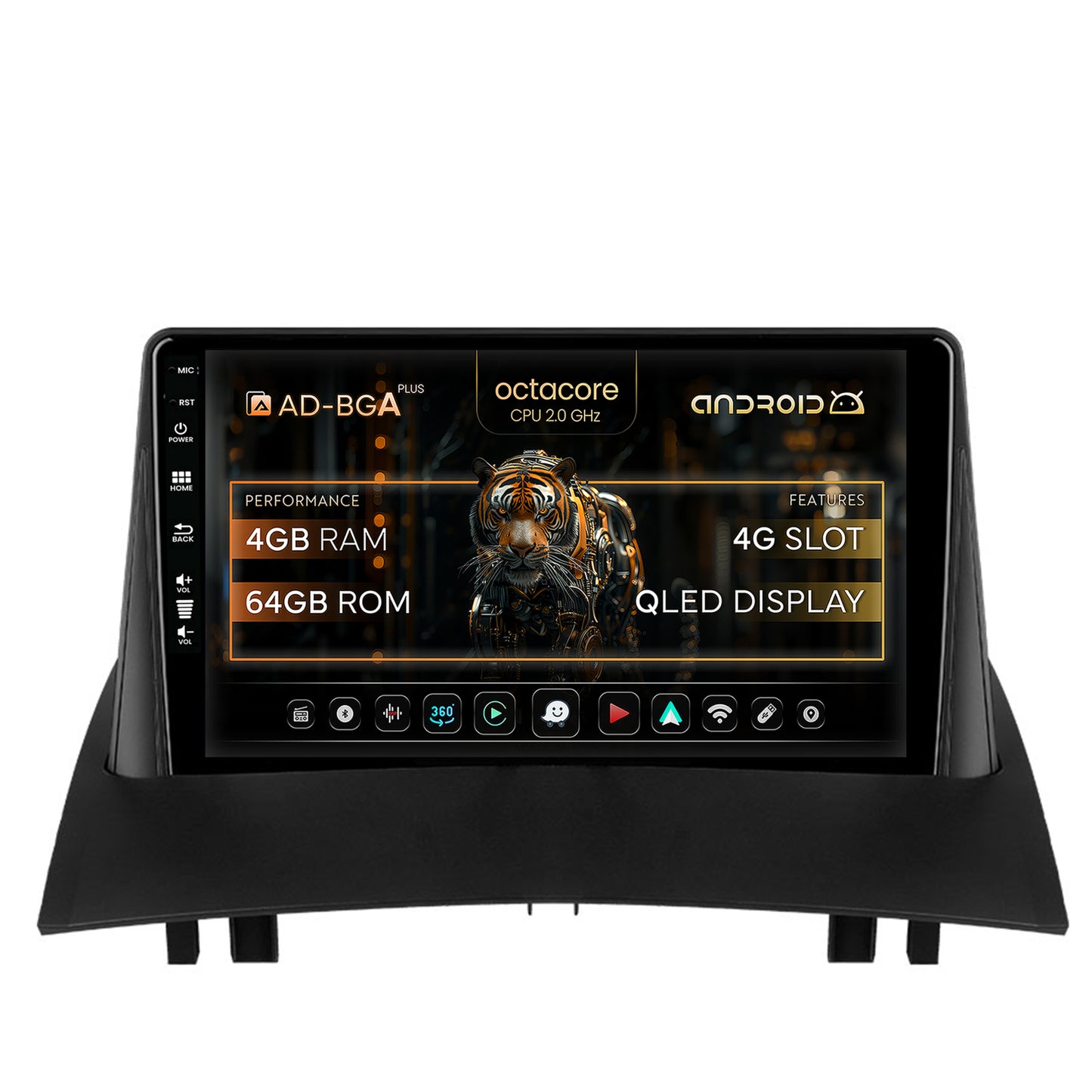 Navigatie Renault Megane 2 (2002-2009), Android, A-Octacore / 4GB RAM + 64GB ROM, 9 Inch - AD-BGA9004+AD-BGRKIT371