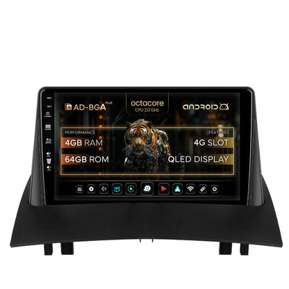 Navigatie Renault Megane 2 (2002-2009), Android, A-Octacore / 4GB RAM + 64GB ROM, 9 Inch - AD-BGA9004+AD-BGRKIT371