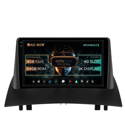 Navigatie Renault Megane 2 (2002-2009), Android, V-Octacore / 4GB RAM + 64GB ROM, 9.5 Inch - AD-BGV9004+AD-BGRKIT371